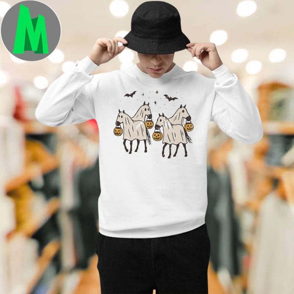 Ghost Horse Halloween Cowboy Horse Boo Ghost Shirt