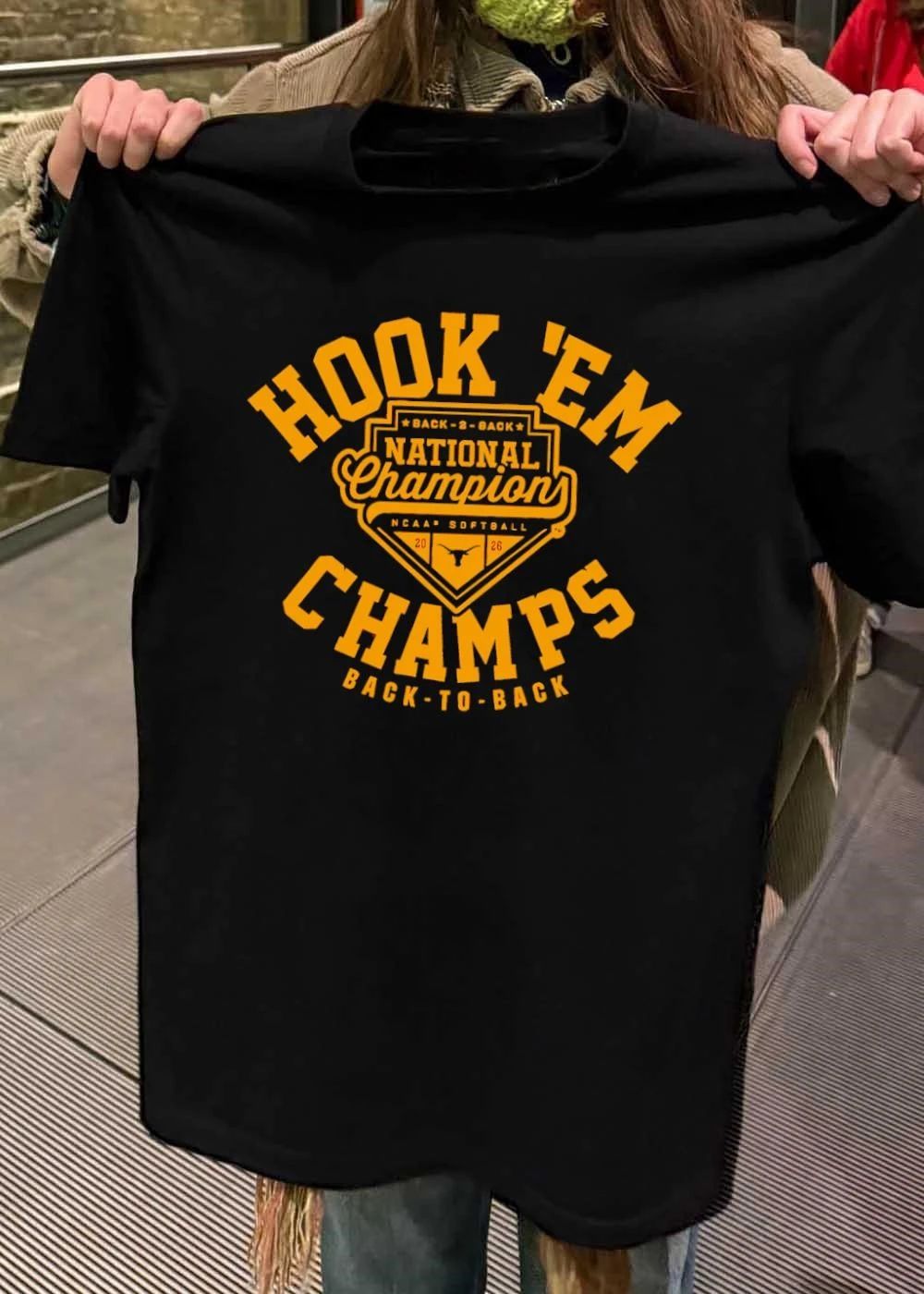 Hook Em Champs Back To Back National Champion Texas Softball Shirt