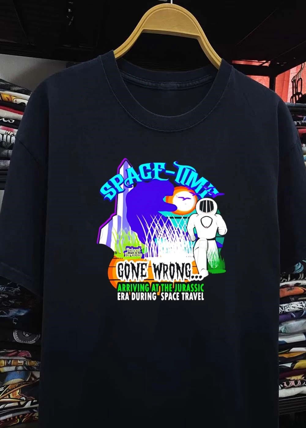 Talgal Iroabtu Astronaut Running from Dinosaur Space Time Gone Wrong T-Shirt