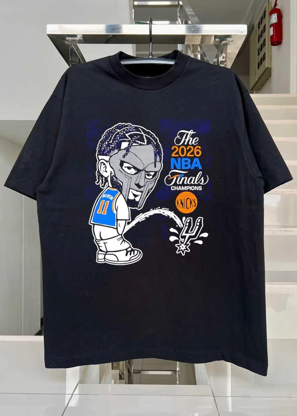 Jalen Brunson Mask Peeing on San Antonio Spurs The 2026 NBA Finals Champions Shirt