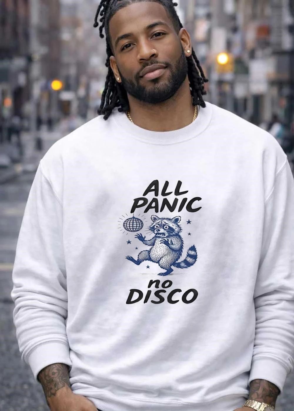 Raccoon panic disco disco ball stars night event all panic no disco shirt