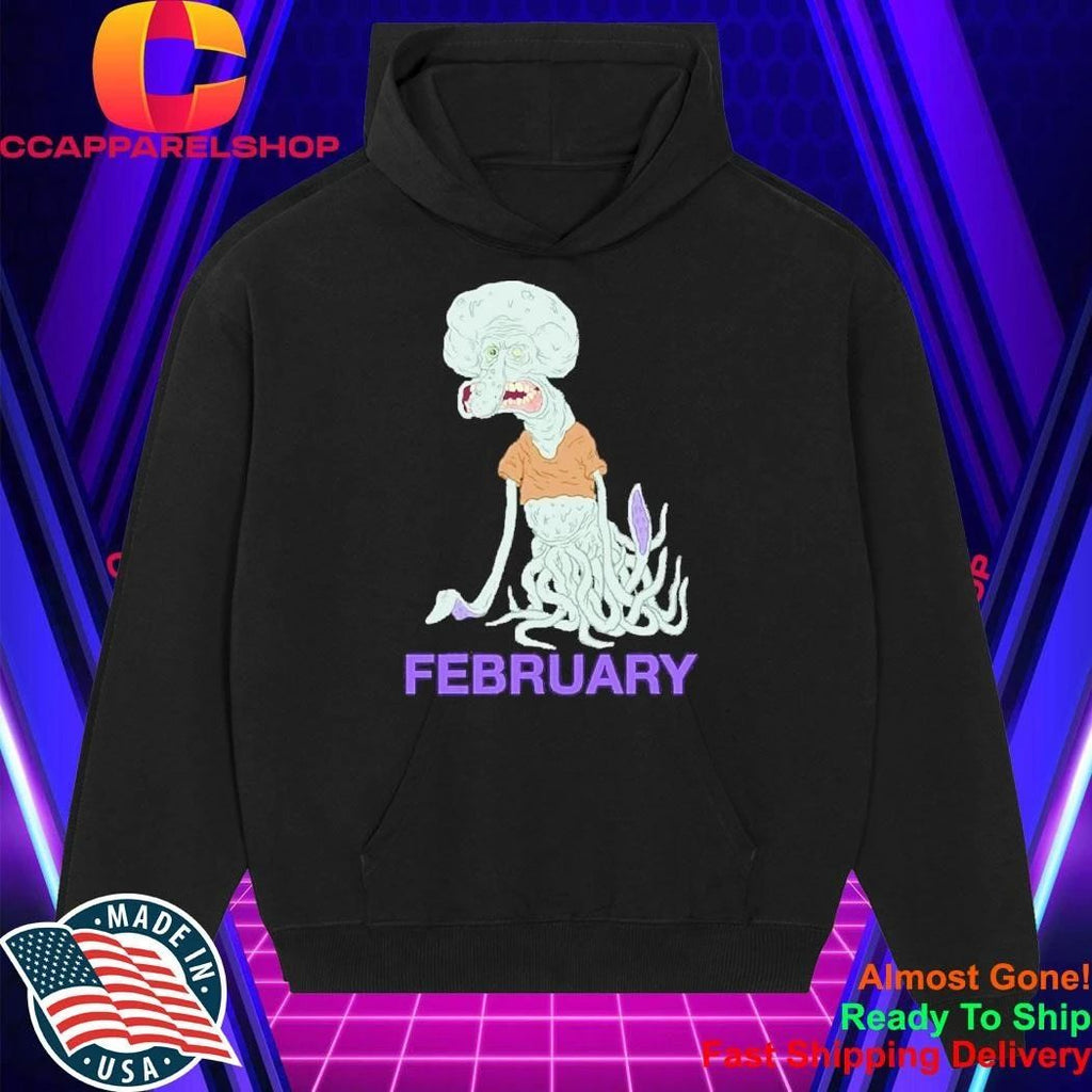 Creepy Squidward February Birthday MeatCanyon Style Distorted Cartoon Character Shirt