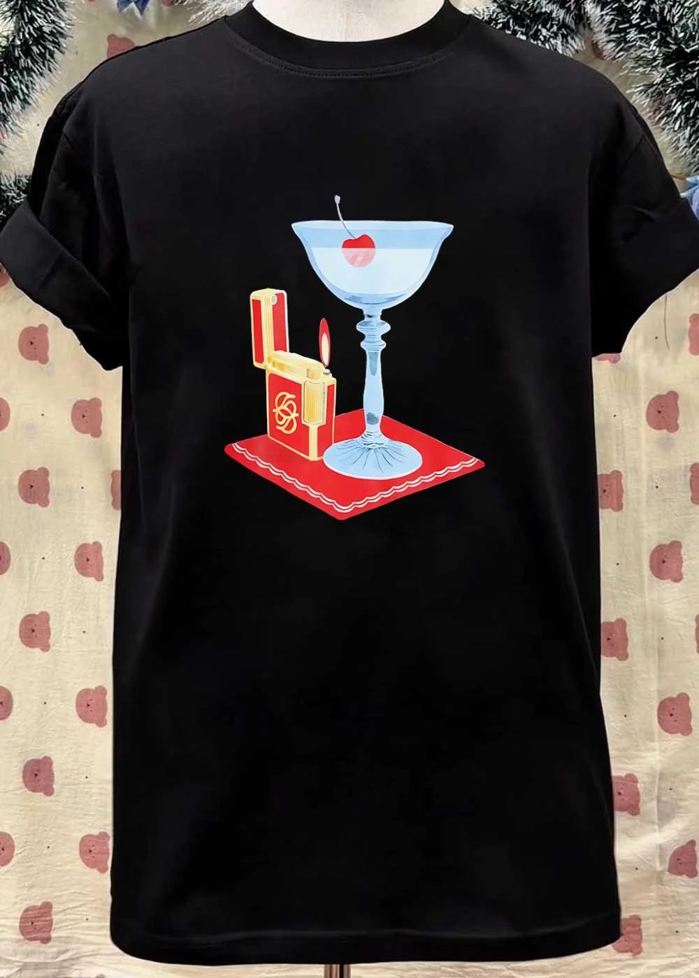 Luxury Lifestyle Accessory Cherry Cocktail and Gold Lighter T-Shirt