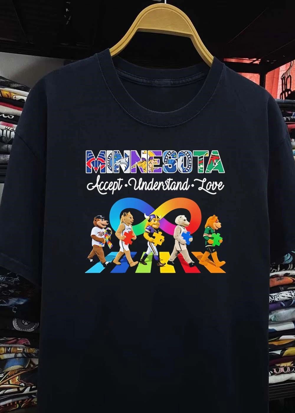 Minnesota Accept Understand Love Mascot Autism Awareness T-Shirt