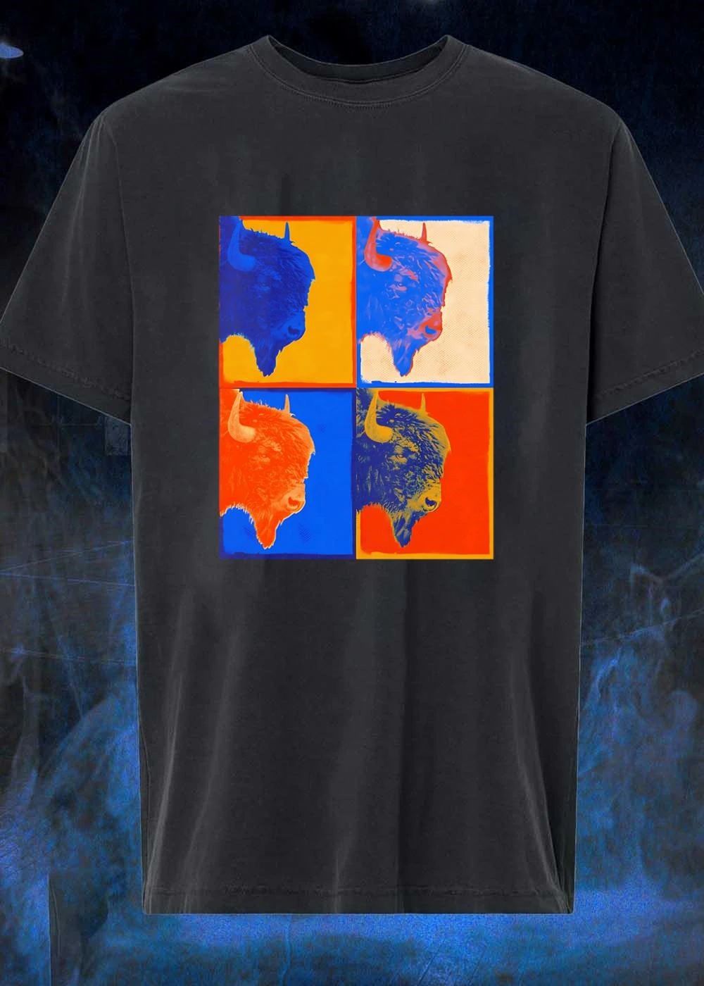 Colorful Pop Art Bison Grid Shirt