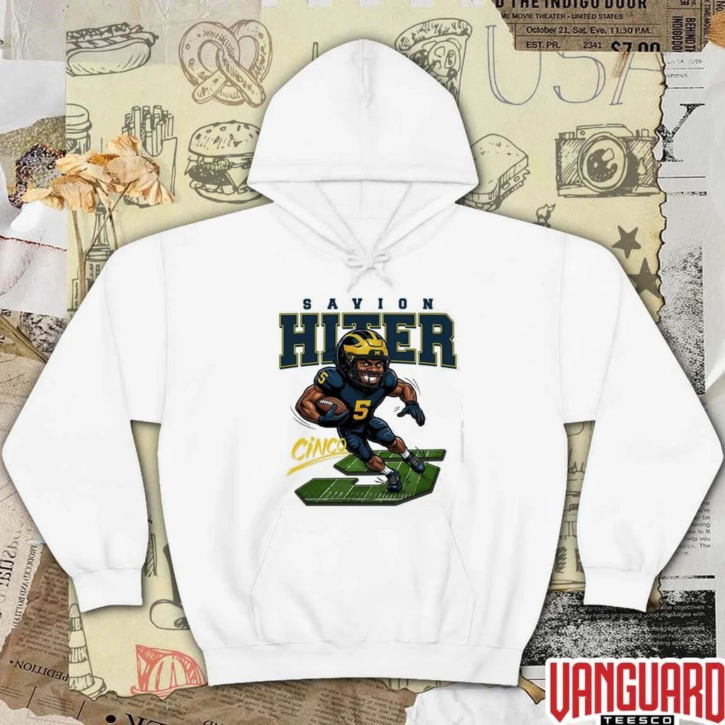 2026 Valiant University of Michigan Football Savion Hiter Caricature t-shirt