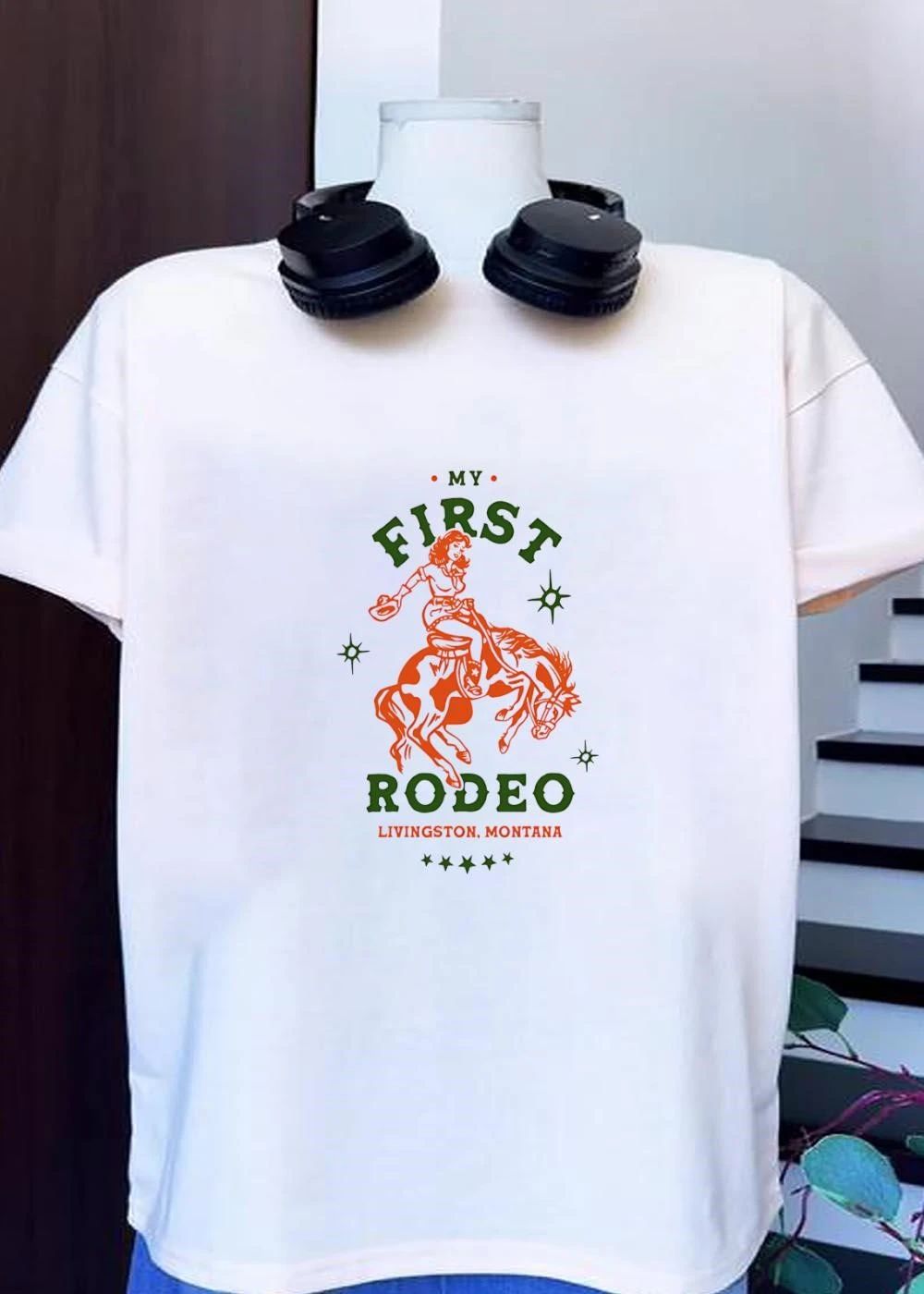 Livingston Montana My First Rodeo Cowgirl Riding Horse shirt