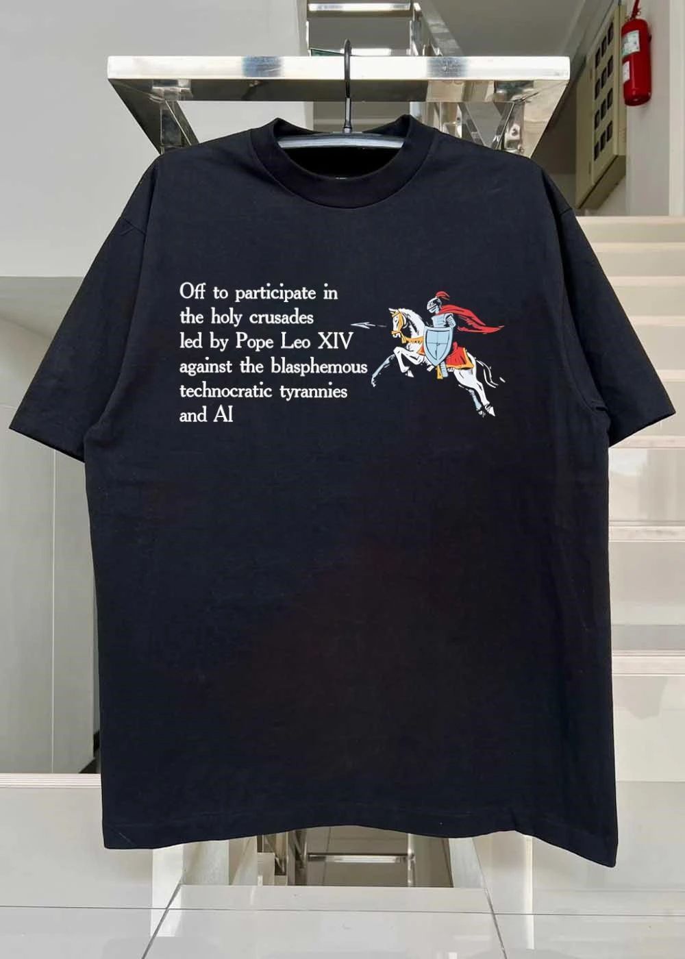 Knight Crusader Off to Participate in Holy Crusades Led by Pope Leo XIV AI T-Shirt