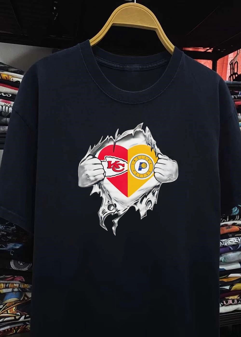 KC Chiefs Indiana Pacers Heart Ripped Open T-Shirt
