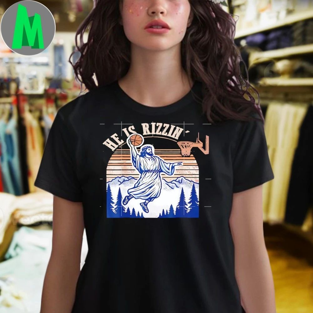 He Is Risen Rizzin Easter Jesus Christian Faith Basketball Shirt