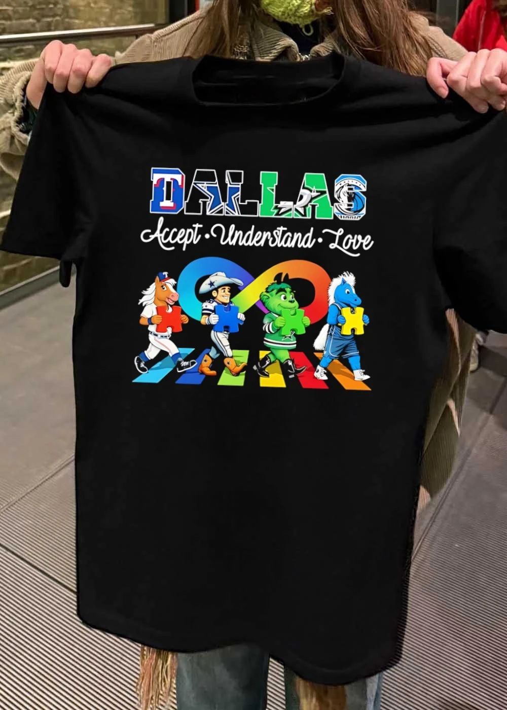 Dallas Accept Understand Love Autism Awareness Mascots Puzzle Pieces shirt