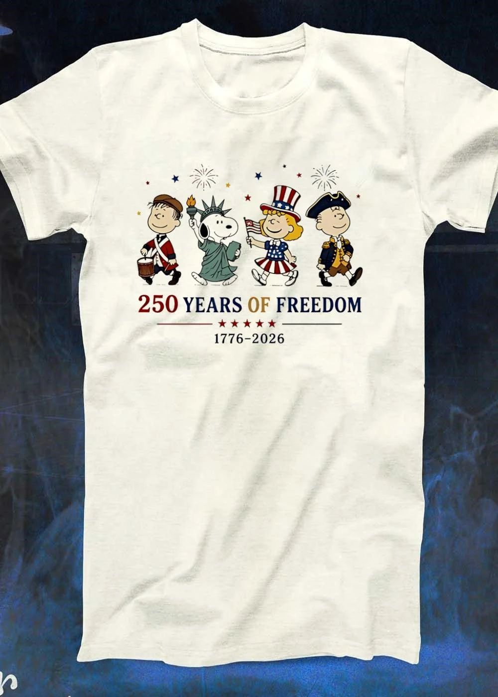 Peanuts 250 Years of Freedom 1776 2026 Characters Patriotic T-Shirt