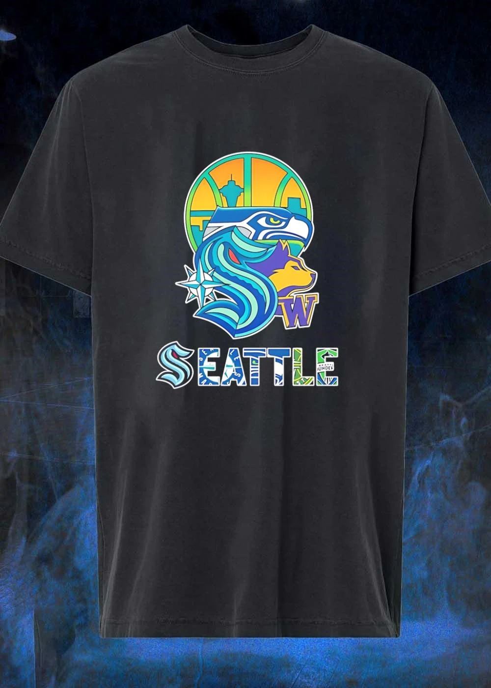 Seattle Sports Teams Mashup Logo Iconic City Professional Athletic Shirt