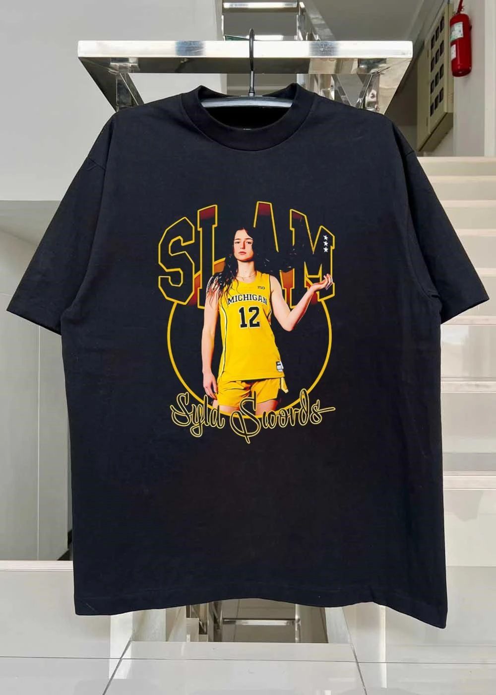 Slam Syla Swords Michigan Basketball Player Jersey Graphic T-Shirt
