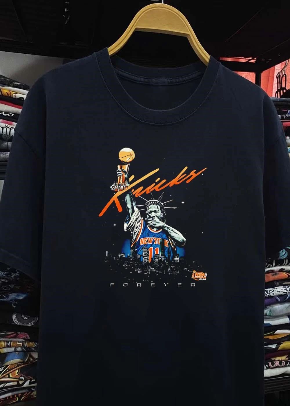 Forever Jalen Brunson Statue of Liberty Lifting Trophy Knicks NBA Finals 2026 Shirt