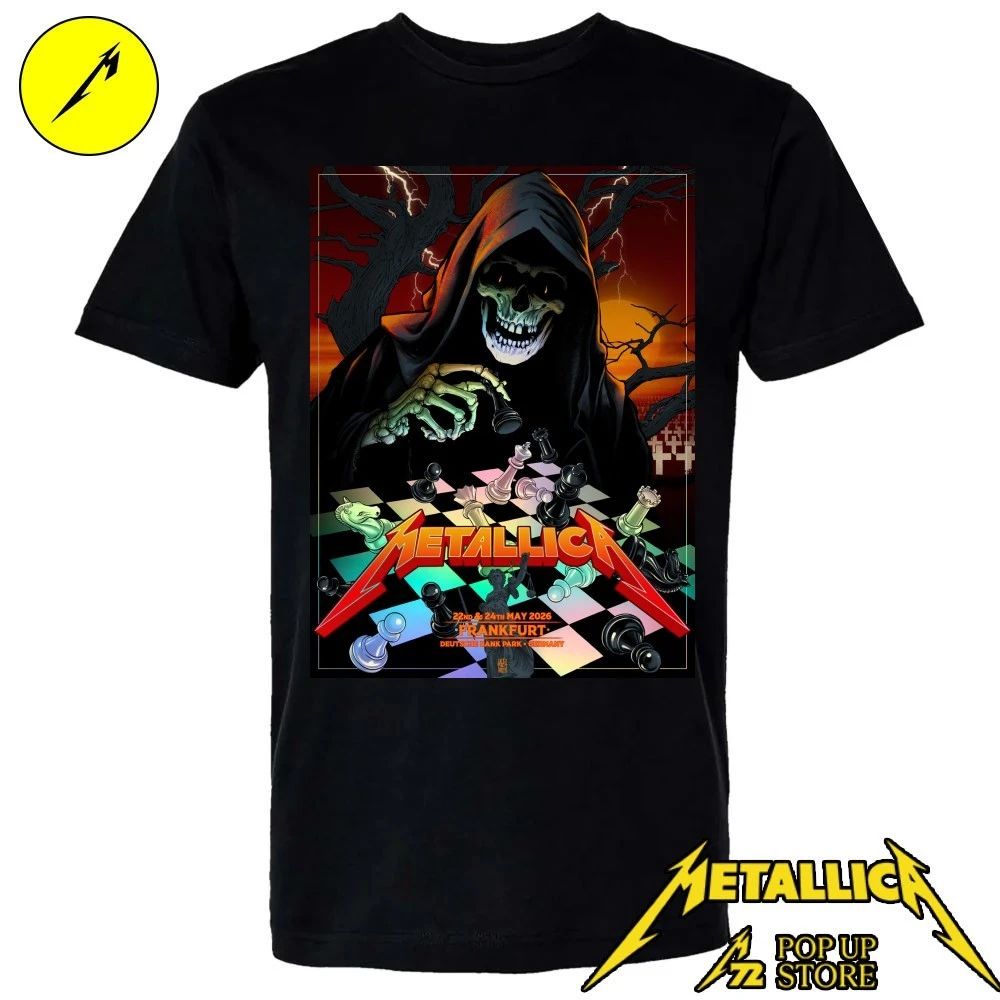 Metallica M72 Frankfurt Pop-Up Shop Poster Shirt Night 1 May 22, 2026 in Germany Grim Reaper playing chess
