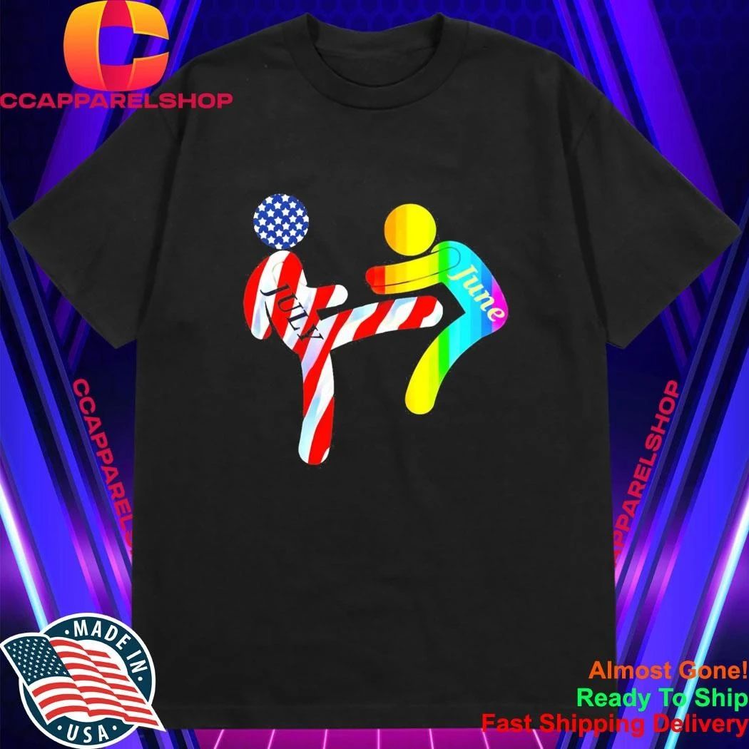 July Independence Kick June Pride Month Shirt