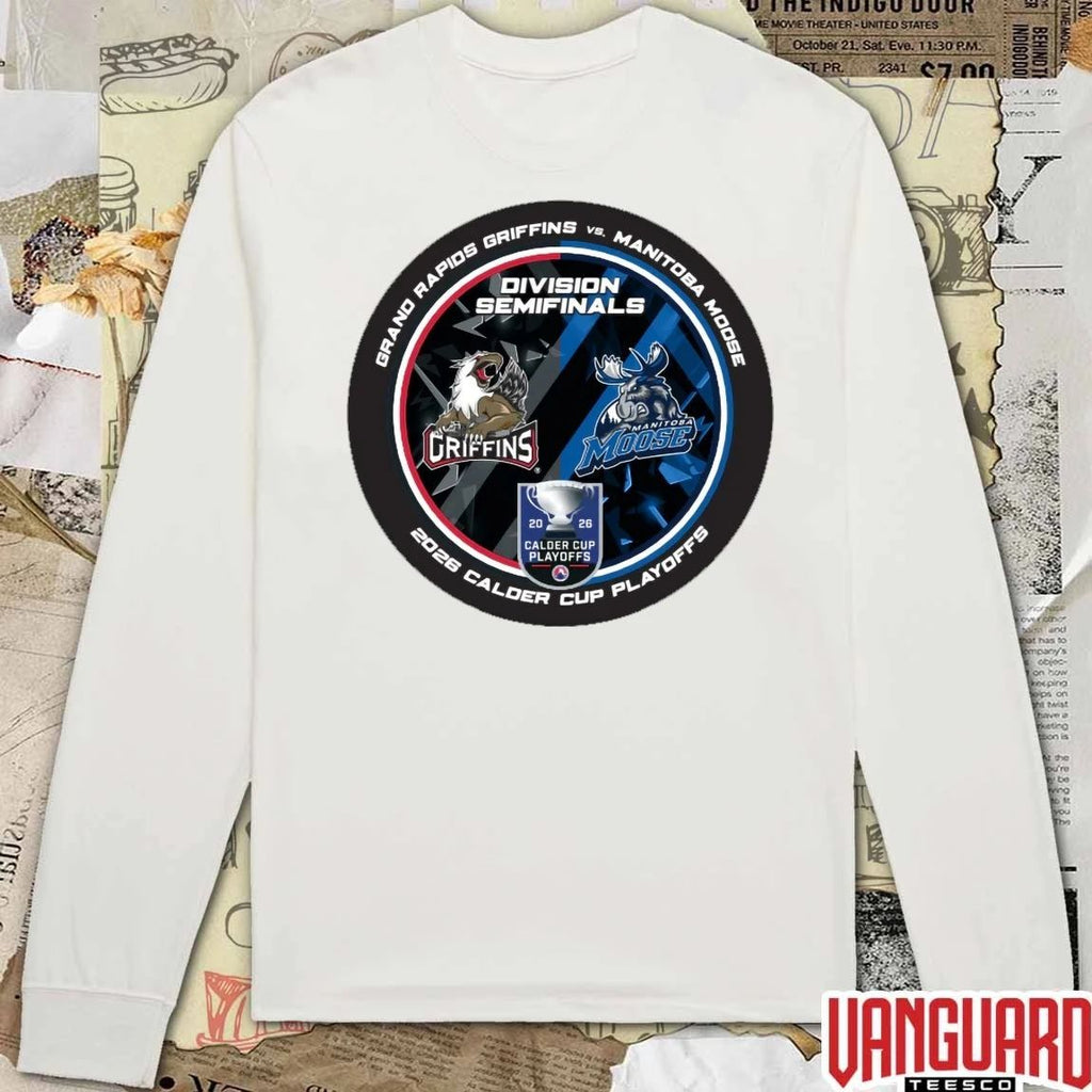 Grand Rapids Griffins vs Manitoba Moose 2026 Calder Cup Playoffs Division Semifinals Dueling Souvenir t-shirt