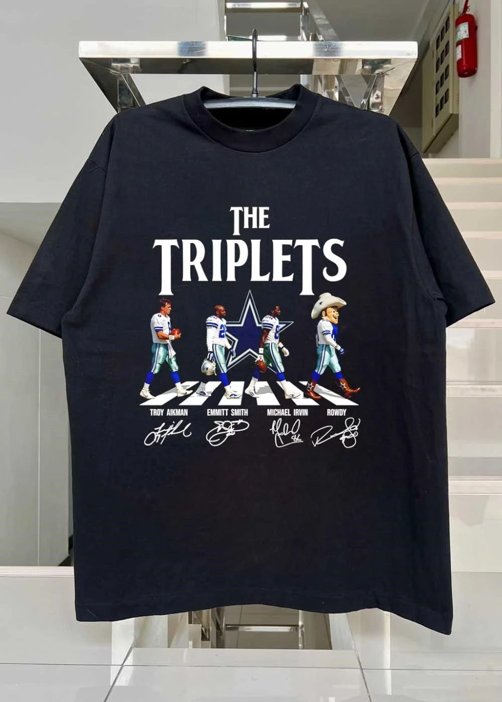 The Triplets Troy Aikman Emmitt Smith Michael Irvin Rowdy Dallas Cowboys T-Shirt