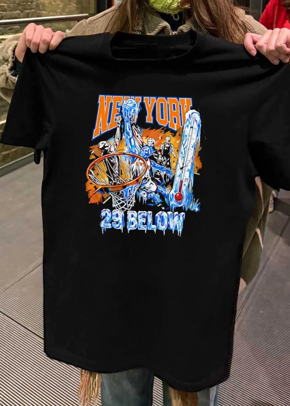 Frozen Court New York 29 Below Basketball Skull Players T-Shirt