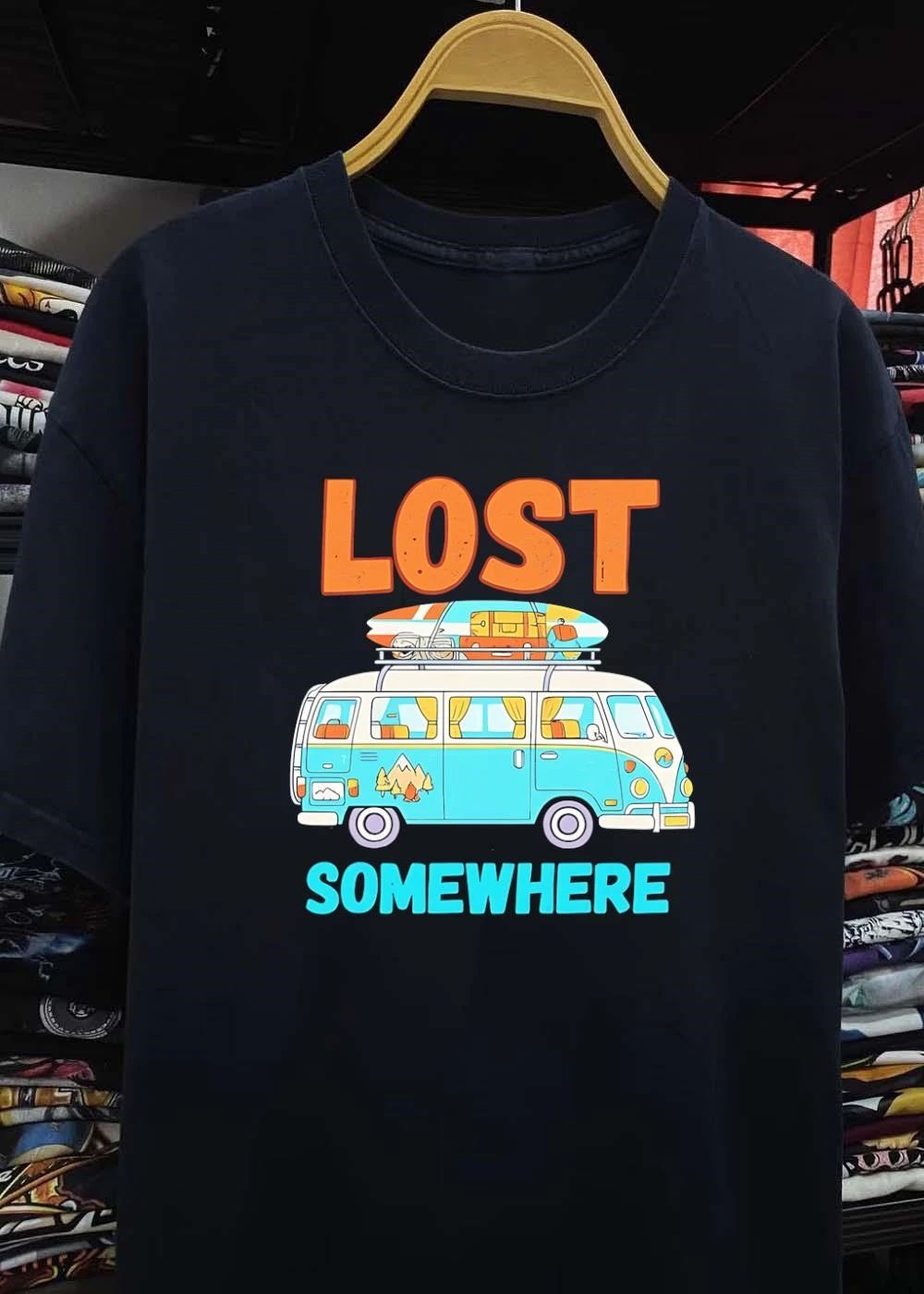 Lost Somewhere Travel Retro Camper Van T-Shirt