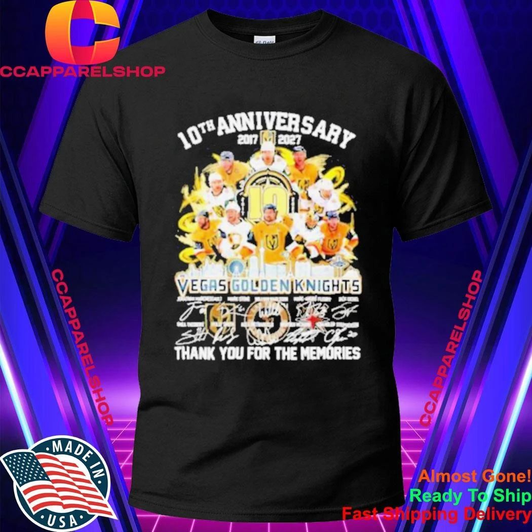 Vegas Golden Knights 10th Anniversary Team Signature Tribute Shirt