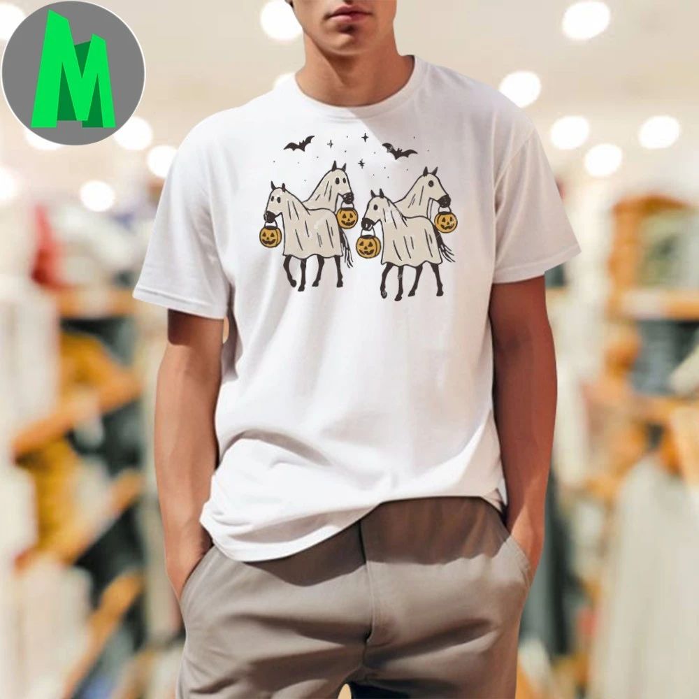 Ghost Horse Halloween Cowboy Horse Boo Ghost Shirt