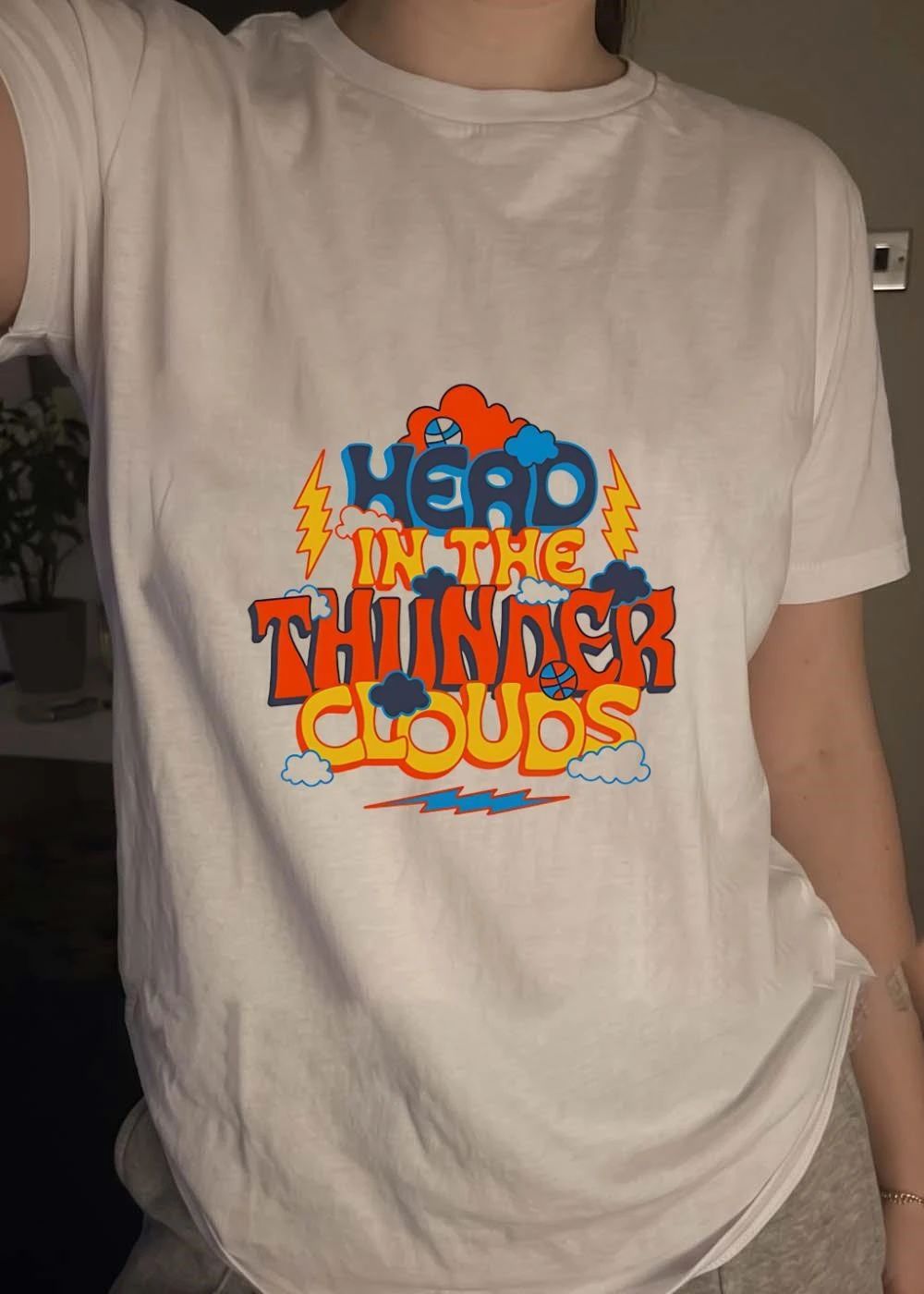 Retro Head In The Thunder Clouds Basketball Lightning Shirt