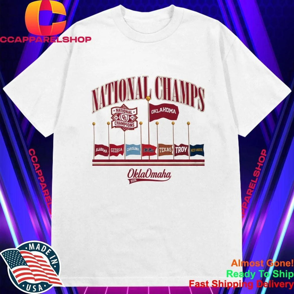 Oklahoma Baseball 2026 National Champions Omaha Flags Shirt