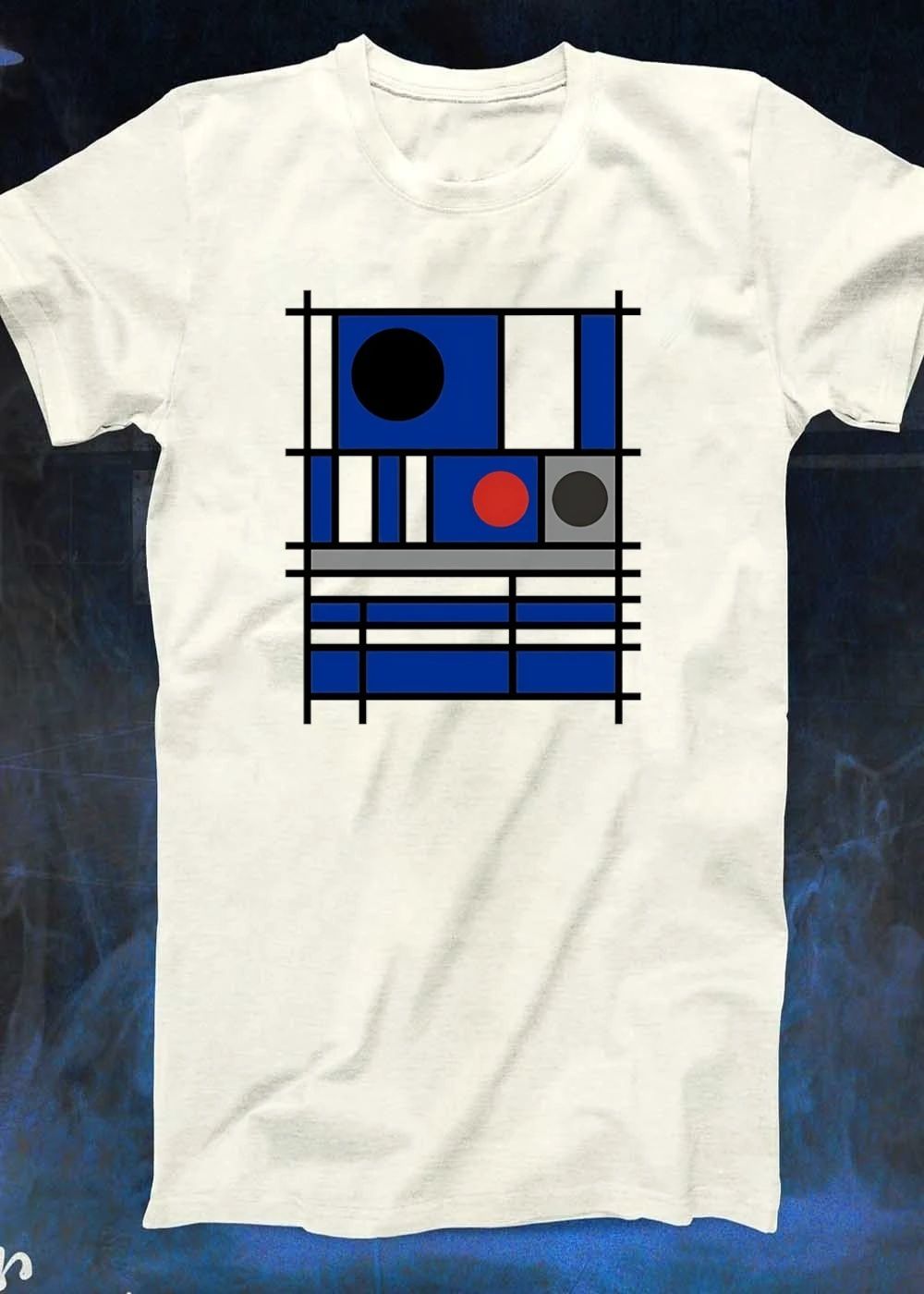 Abstract Geometric Shapes Blue Circles Squares shirt