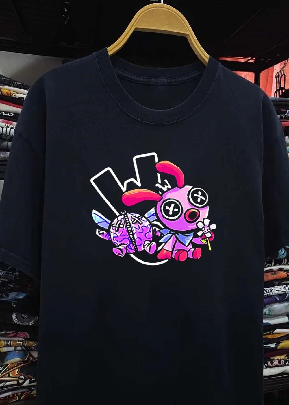 W Flower Rabbit and Brain Bug Plushie Graphic T-Shirt