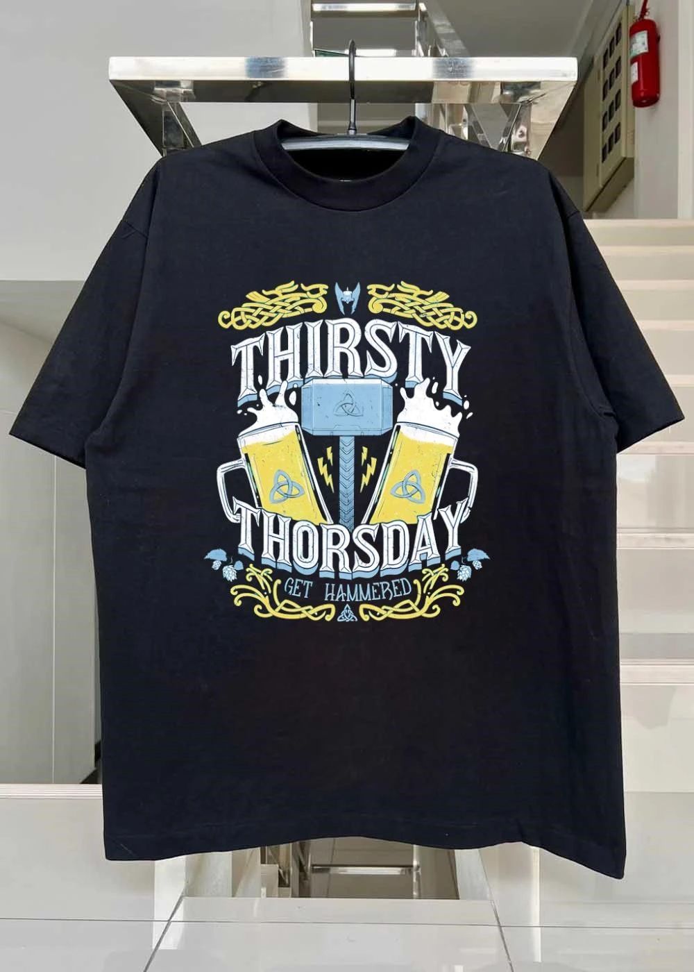 Get Hammered Thirsty Thorsday Thor Mjolnir Beer T-Shirt