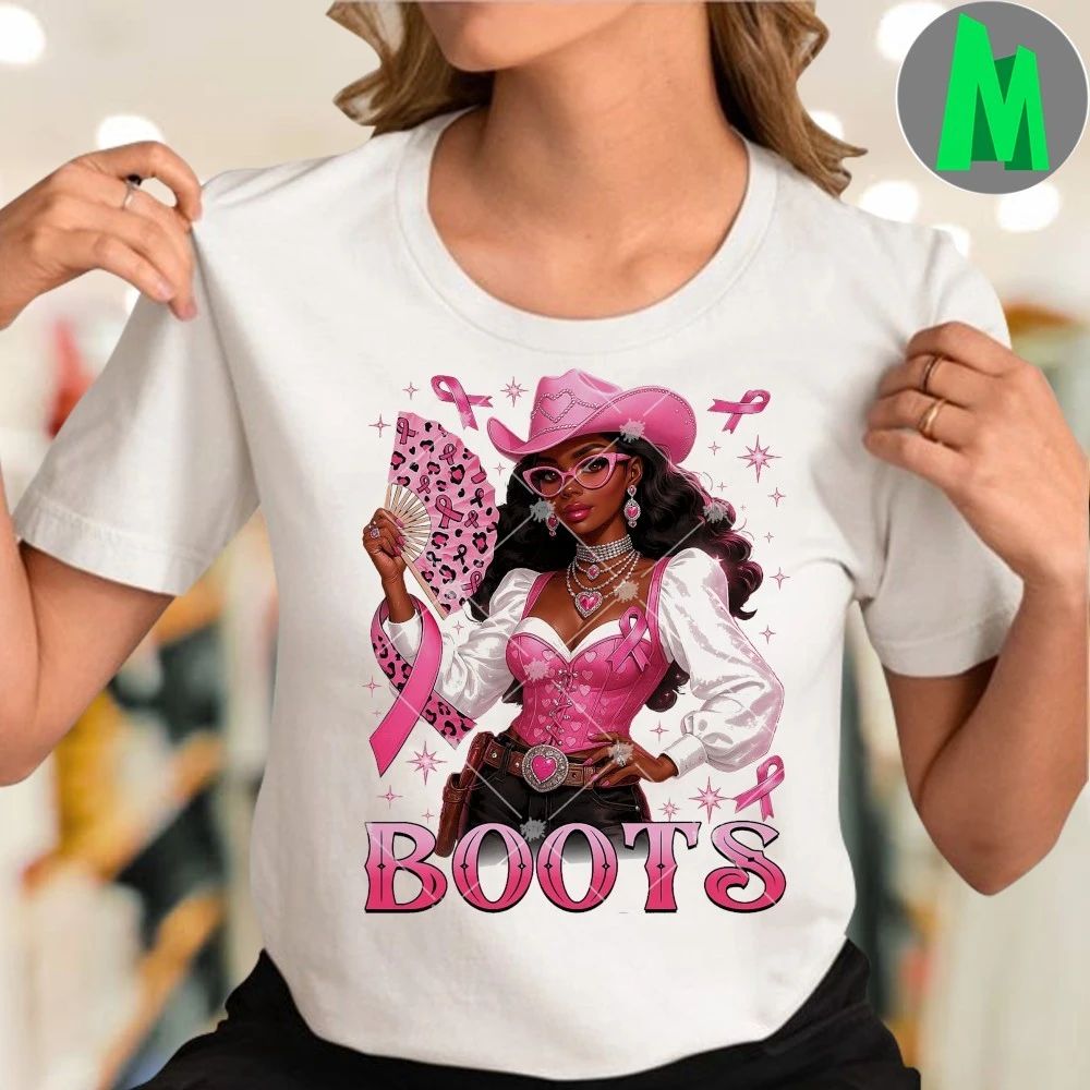 Boots On The Ground Pink Cowgirl Breast Cancer Western Shirt
