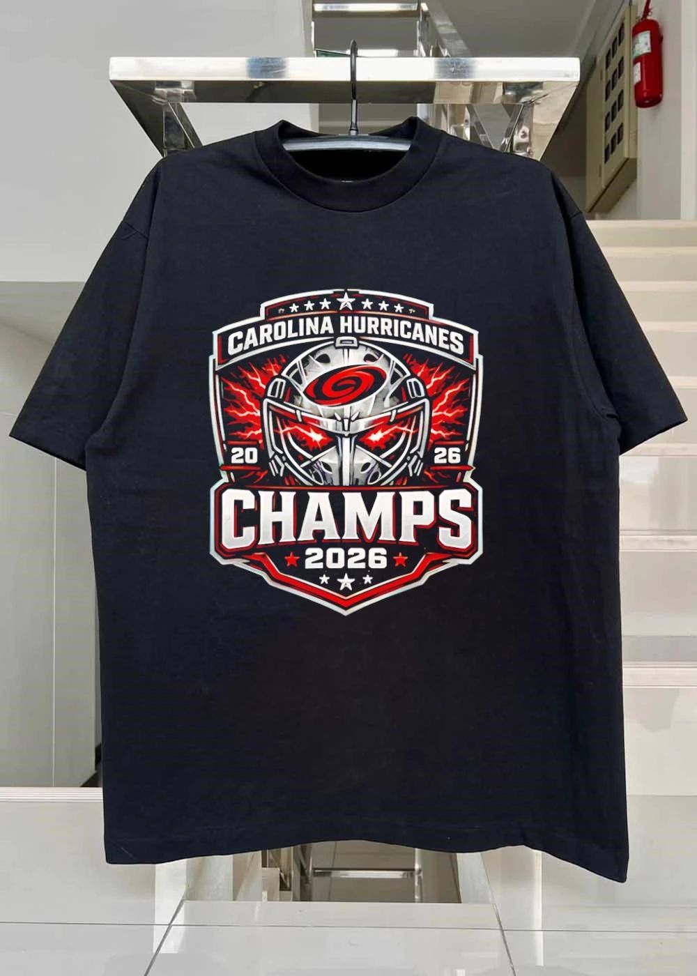 Carolina Hurricanes 2026 Champs Hockey Goalie Helmet T-Shirt