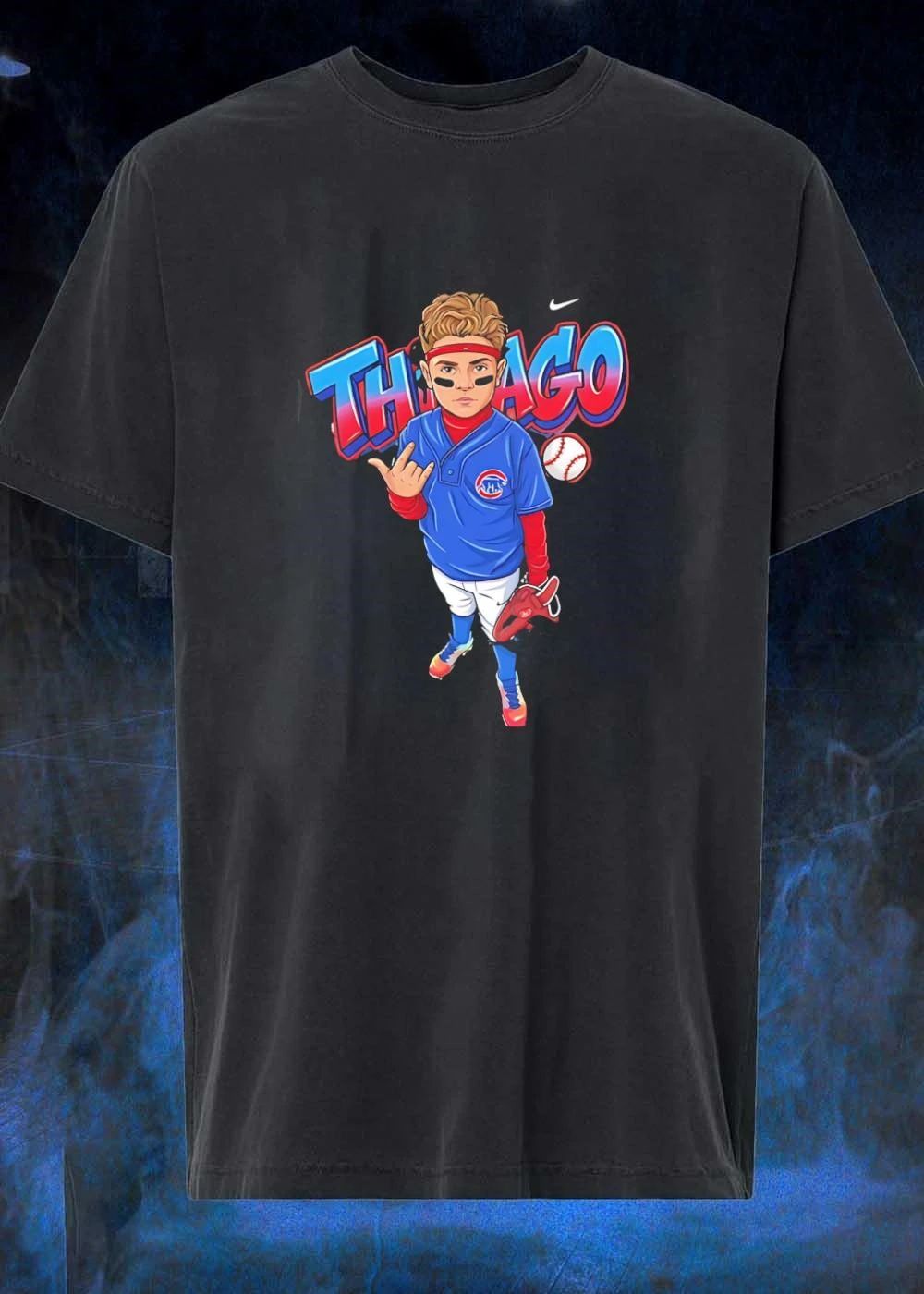 Thiago Chicago Cubs baseball cartoon player shirt