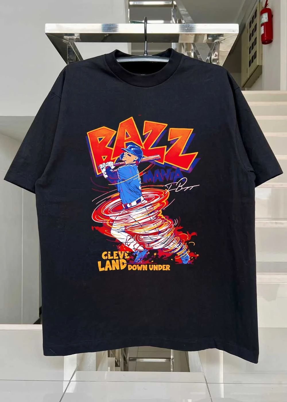 CV Art Design Travis Bazzana Batting Bazz Mania Cleveland Down Under T-Shirt