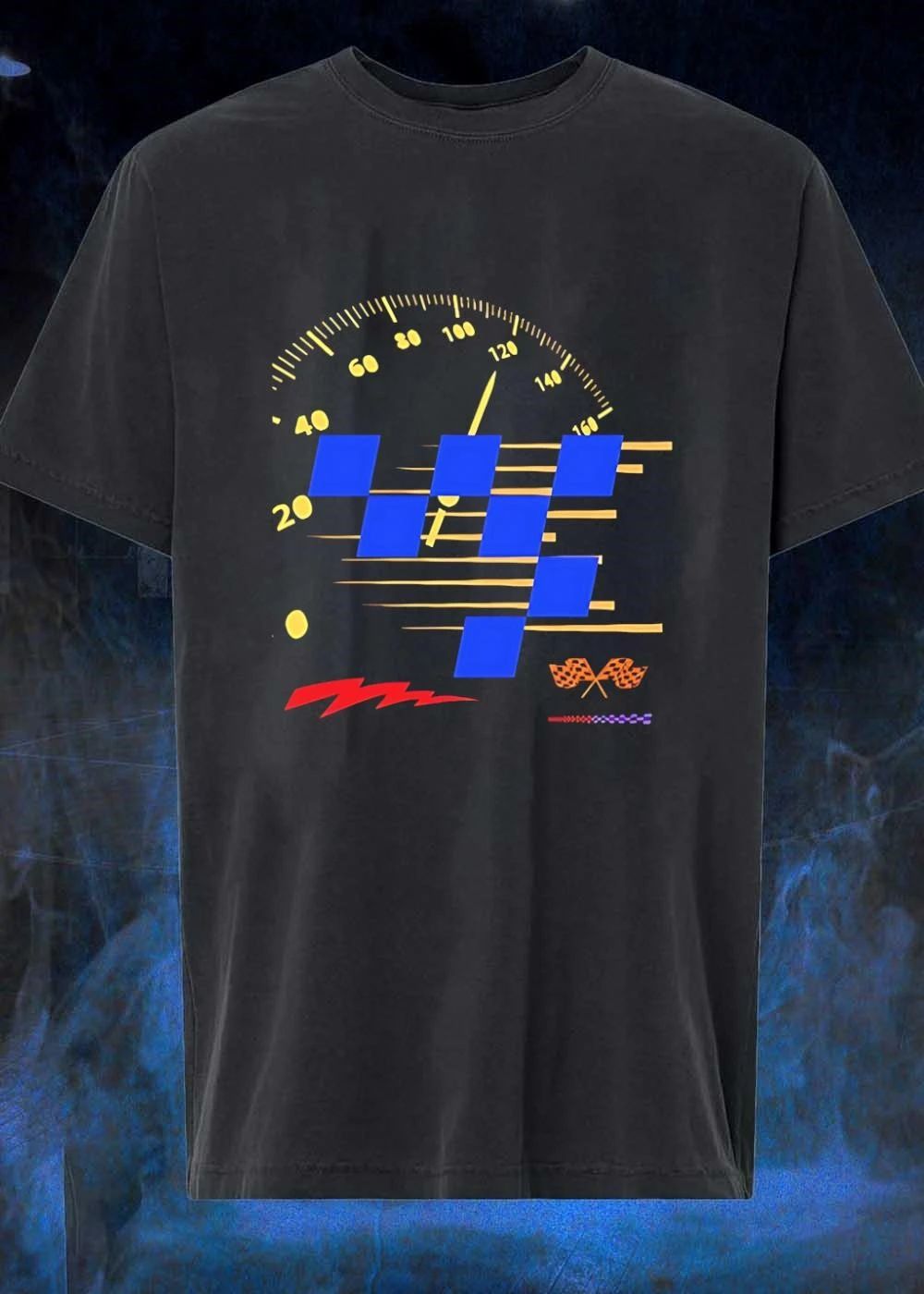 Automotive Racing Speedometer Checkered Flags Shirt