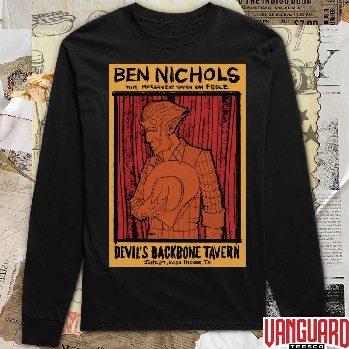 Ben Nichols Pop-Up Shop Poster June 27 2026 Devil’s Backbone Tavern Fischer TX t-shirt