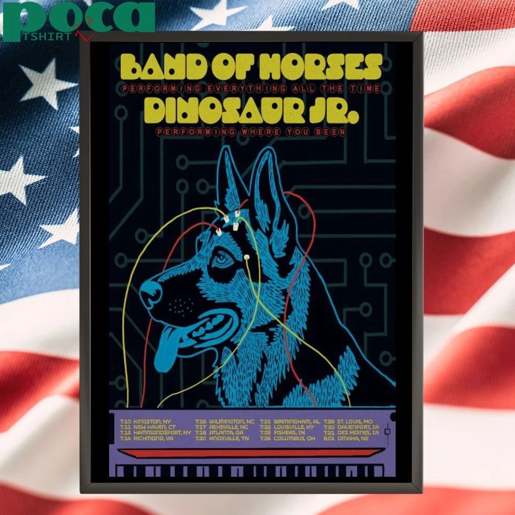 Dinosaur Jr. and Band of Horses Tour July 2026 Poster T-shirt