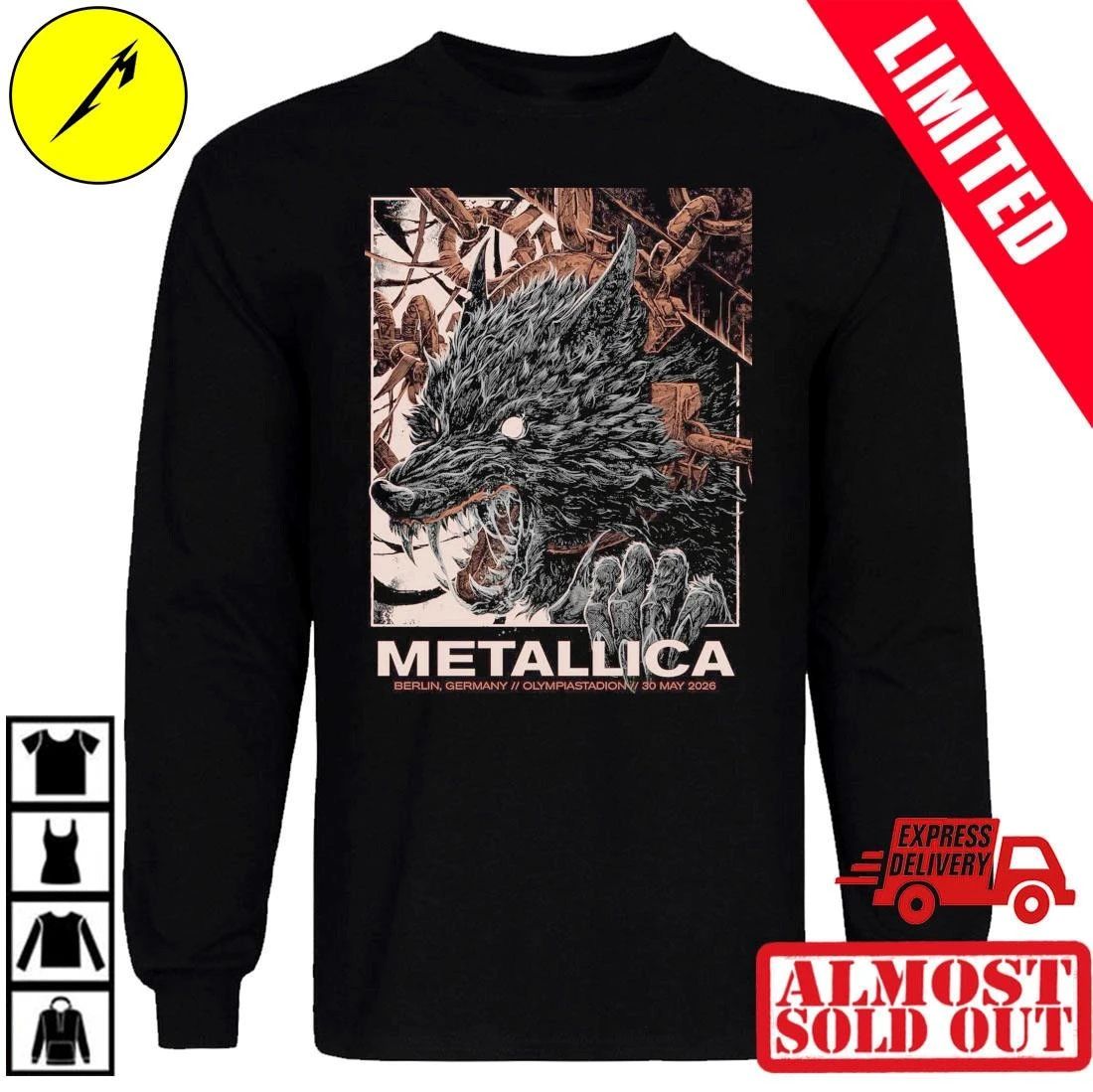 30 Mai Olympiastadion Berlin Metallica Shirt – Offizielles M72 Pop-Up Shop Merchandise – Collin Estrada 2026