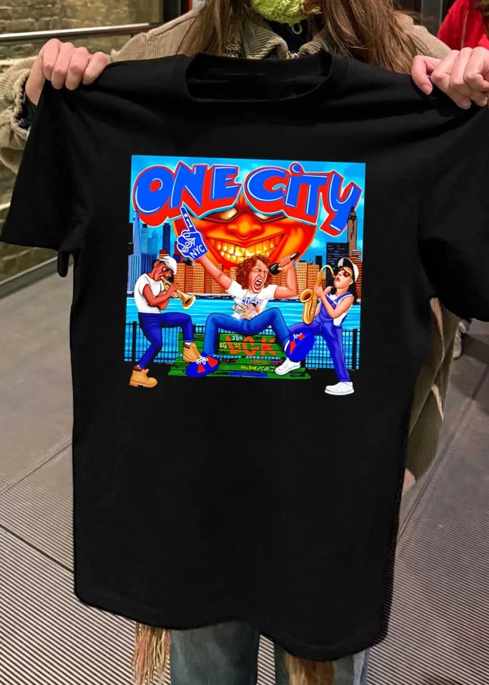 One City Three Musicians Performing on a Bench NYC Shirt
