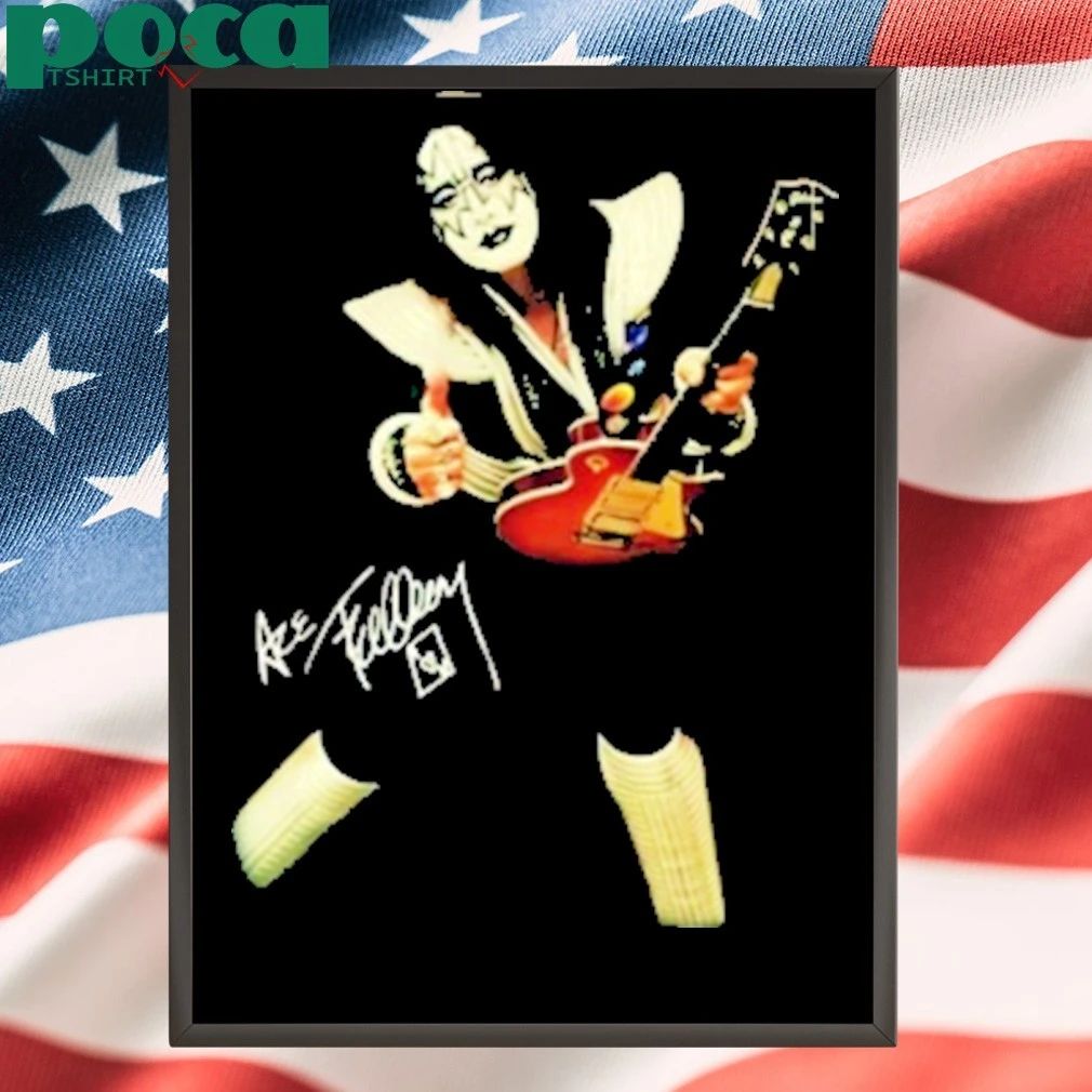 Ace Frehley with Guitar and Signature T-Shirt