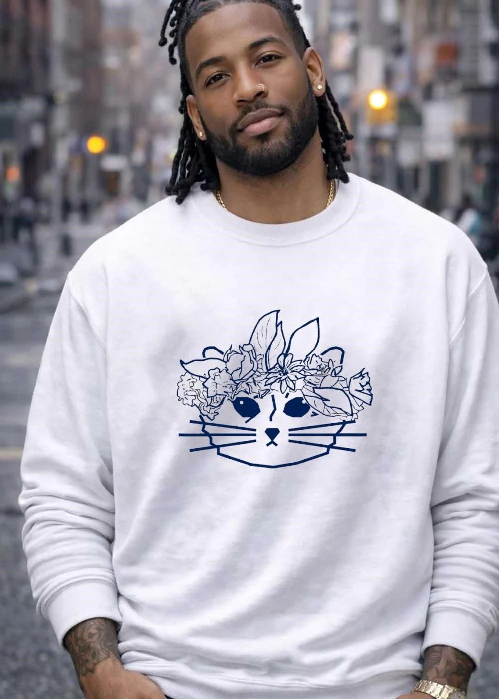 Cat Lover Floral Crown T-Shirt