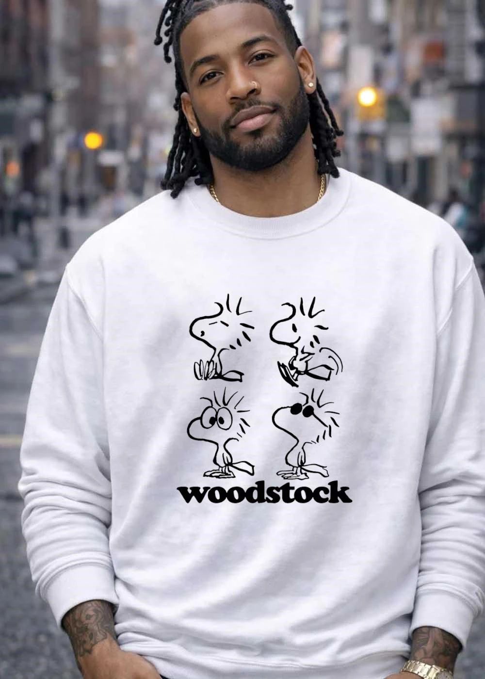 Peanuts Woodstock Sitting Dancing Staring Wearing Sunglasses T-Shirt