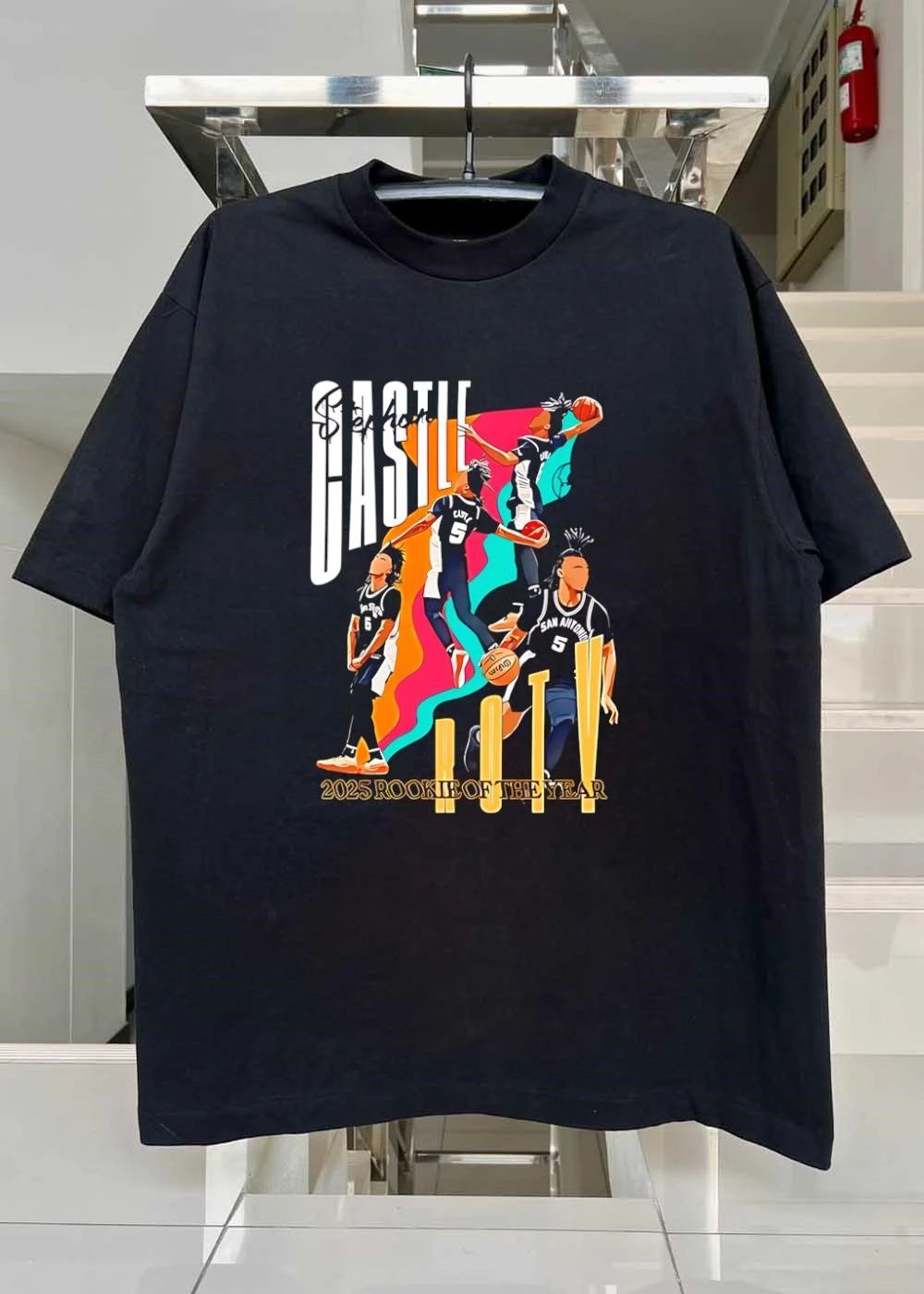 Stephon Castle 2025 ROTY San Antonio Spurs T-Shirt