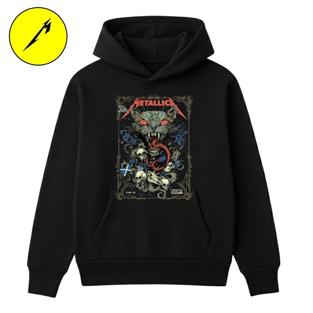 Metallica Wild Cat T-Shirt – Official Scotland Tour 2026 – June 25 – Hampden Park – Art by Michelle KamMei Harvey