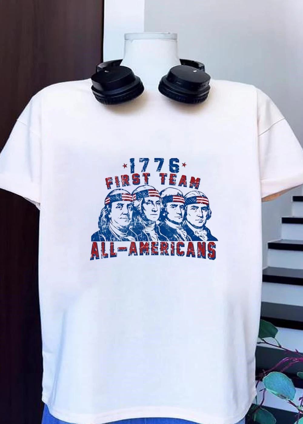 1776 First Team All-Americans Founding Fathers Patriotic T-Shirt