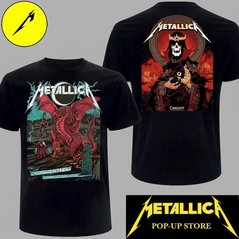 Metallica Tour Merch Red Dragon & Celtic Skull King T-Shirt Cardiff Wales 28 June 2026
