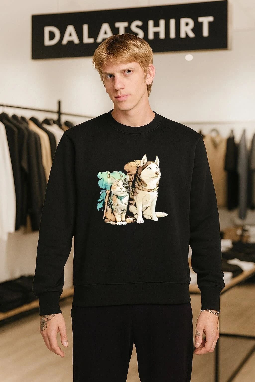 Hiking Cat And Husky Dog With Backpacks shirt