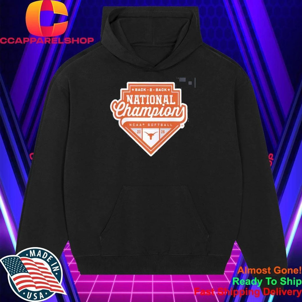 Texas Longhorns 2026 NCAA Softball Women’s College World Series Back-to-Back National Champions Logo Fanatics Black Shirt